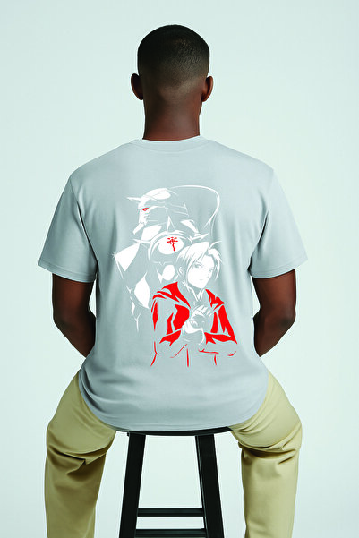 By Caspita Fashion Tricou gri oversize unisex cu imprimeu pe spate Lenithra F...