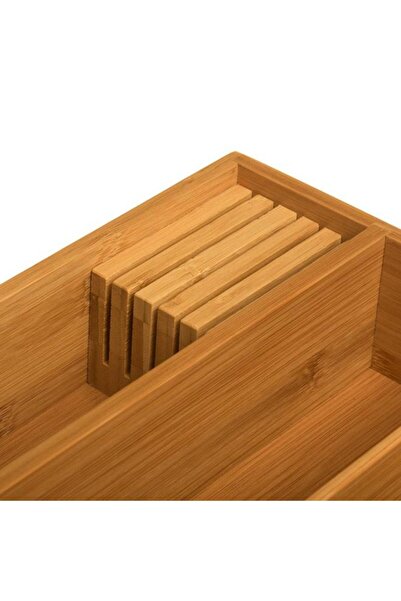 Generic Five Simply Smart 5-Compartments SpSaving Tidy Bamboo Cutlery Storage Tray Brown