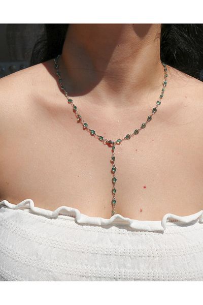 Reorah Collection Blue Heart Shine Y Necklace