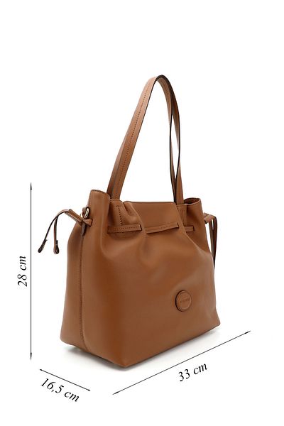 GÖNDERİ(R) Women / Girls Tan Genuine Leather Hand and Shoulder Bag