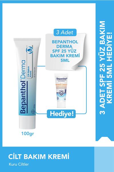 Cilt Bakım Kremi 100g ve 3 adet 5ml SPF Nemlendirici Yüz Kremi