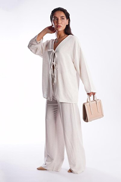 Madmext Natural Front Tie Bottom Top Set Mg2423