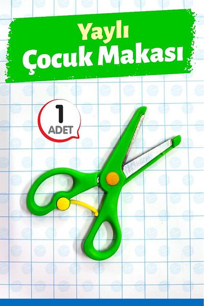 t tuğset etiket Protected Blunt Tip Plastic Body Spring Children's Scissors 1 Piece-T1419