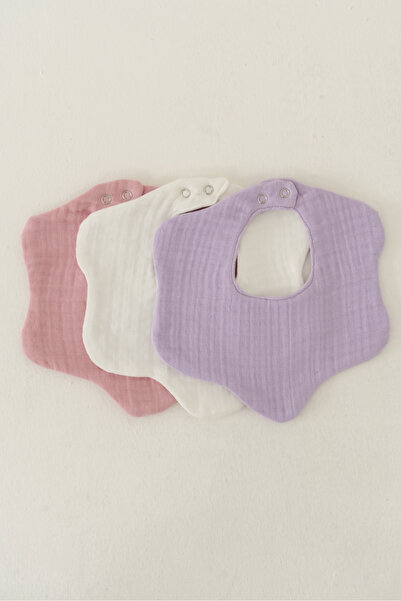 3-Piece 100% Organic Cotton 8-Layer Multi Muslin Flower Baby Saliva Bib,Collar