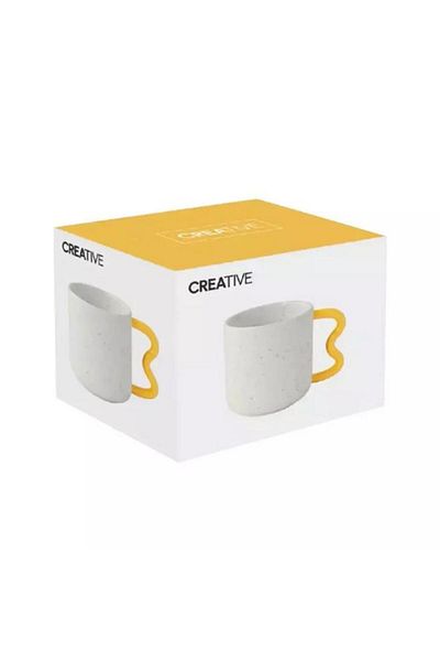 Generic Easy Life Microwave and Dishwasher Safe Porcelain Coffee Mug White and Yellow 350ml
