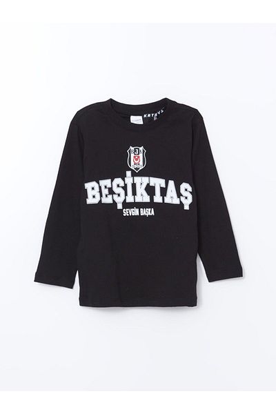 LC Waikiki LCW Kids Crew Neck Beşiktaş Bedrucktes Langarm-Pyjama-Set für Jungen