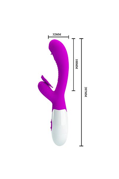 PRETTY LOVE Stimulator, 2in1, lungime 20 cm, diametru 3.2 cm, Pretty Love, silicon, mov