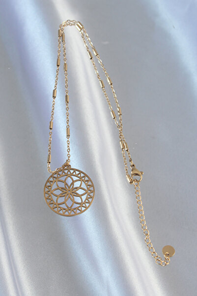 callerrons accessories قلادة من الفولاذ 316L باللون الذهبي على شكل زهرة اللوت...