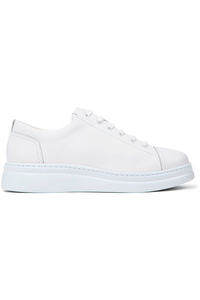 CAMPER Women's White Platform Sneakers, Hook And Loop, Daily Comfort, Classic Genuine Leather Runnerup