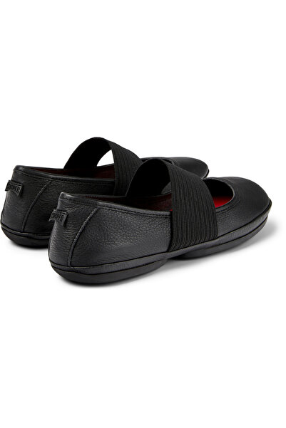 CAMPER Women's Black Genuine Leather Ballet Flats with Elastic & Soft Eva Insole Right