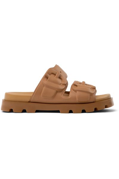 CAMPER Women's Brown Hook Buckle EVA Flat Sandals Comfortably Stitched Sole For Daily Brutus