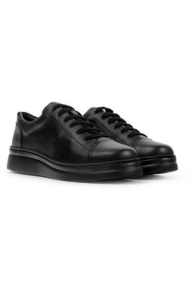 CAMPER Women's Black Genuine Leather Sneakers Platform Comfortable Sole with Laces Runnerup