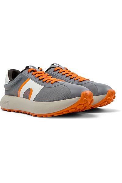 CAMPER Men's Grey Breathable Walking Shoes With Hook And Loop Straps For Ultimate Comfort Pelotasathens