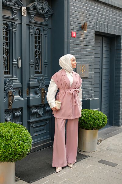 LOCCO Women's Vest Modal Suit Powder