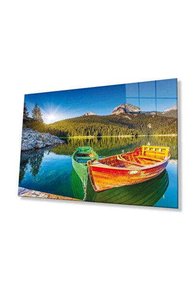 idealizbiz Caiac Lake Landscape Sticlă 4mm Sticlă temperată durabilă