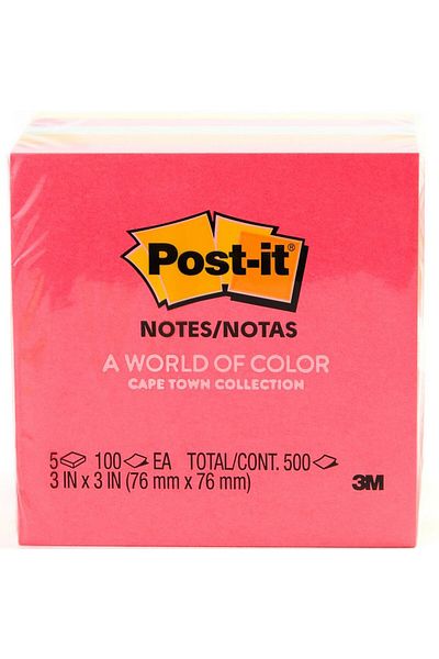 3M Post-it Neon Colors 3inch x 5inch 5 x 100 Sheet