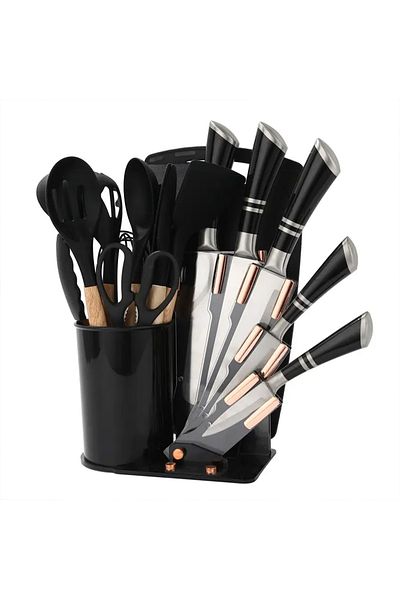 LAC LAICHY 19-Piece Stainless Steel Kitchen Knife And Silicone Spoon Cooking Set