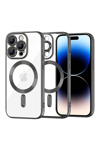 SKYDDAR INNOVATION Case for iPhone 14 Pro, Luxury Shield Magsafe, Shockproof Protection, Black, sticker set