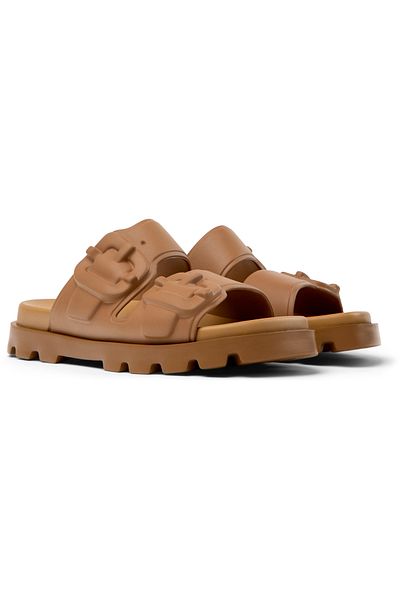 CAMPER Women's Brown Hook Buckle EVA Flat Sandals Comfortably Stitched Sole For Daily Brutus