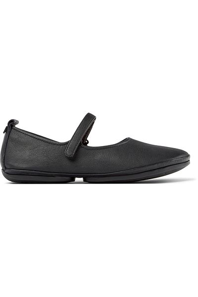 CAMPER Women's Black Genuine Leather Hook And Loop Flats: Stylish & Comfortable Daily Wear RightNina