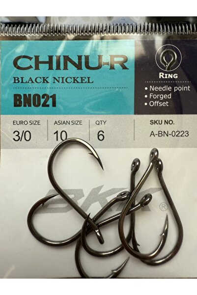 esca fishing BKK İRİ YEM CHINU-R BLACK NICKEL SERİSİ 3/0 İĞNE DELİKLİ 1 PAKET...