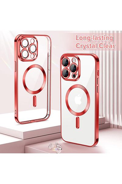 SKYDDAR INNOVATION Case for iPhone 14 Pro Max, Luxury Shield Magsafe, Shockproof Protection, Red, sticker set