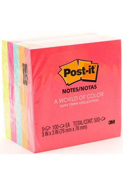 3M Post-it Neon Colors 3inch x 5inch 5 x 100 Sheet
