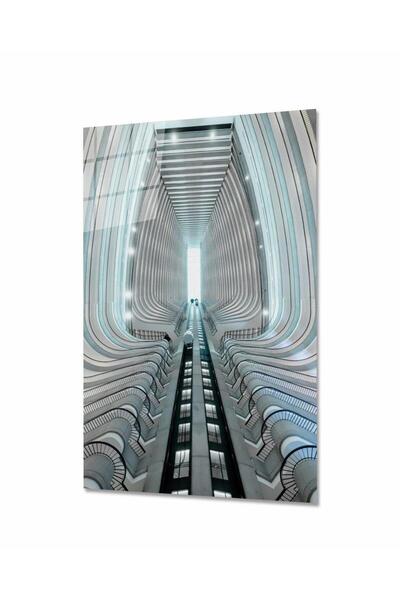 idealizbiz Geometric clădire Sticlă Tabel 4mm Sticlă Securizată Durabilă