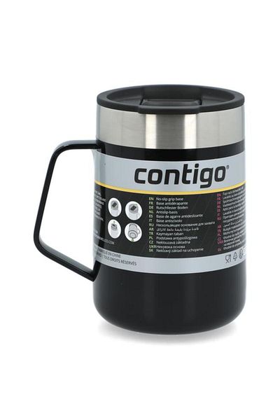 Generic Contigo Stainless Steel Insulated Thermal Mug with Splash-Proof Lid Black and Silver 420ml
