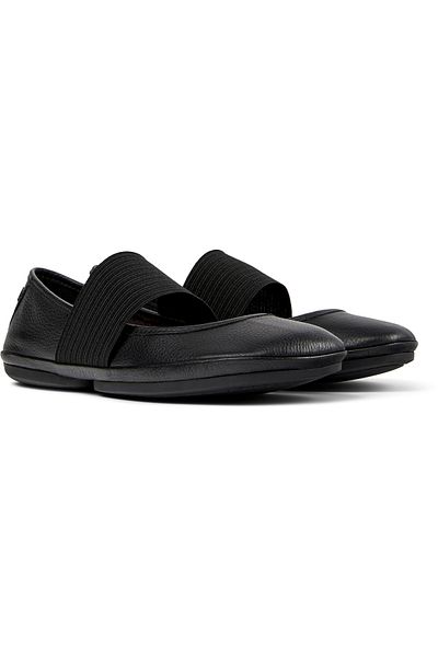 CAMPER Women's Black Genuine Leather Ballet Flats with Elastic & Soft Eva Insole Right