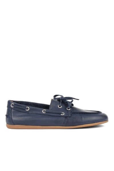 Celal Gültekin Kadın Lacivert Bağcıklı Deri Ayakkabı