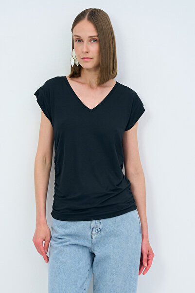 adL Yan Büzgülü Bluz