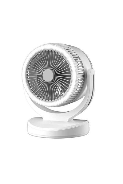 FOXMAG24 Table fan with light 3 steps, USB, oscillation, 3 speeds, ABS, with foot, white