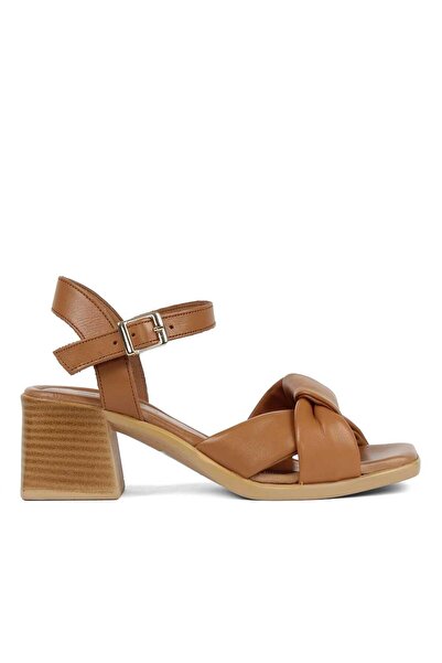 Celal Gültekin Kadın Taba Kalın Topuklu Deri Sandalet
