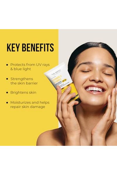 Dr. Sheth's Sunscreen SPF 50 Cream with Ceramide & Vitamin C for Oily, Sensitive, Dry Skin