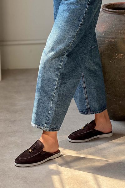 NİŞANTAŞI SHOES Most Brown Suede Genuine Leather Tassel Detailed Flat Sole Women's Slippers