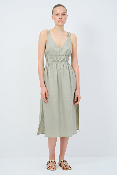 adL Askılı V Yaka Uzun Elbise