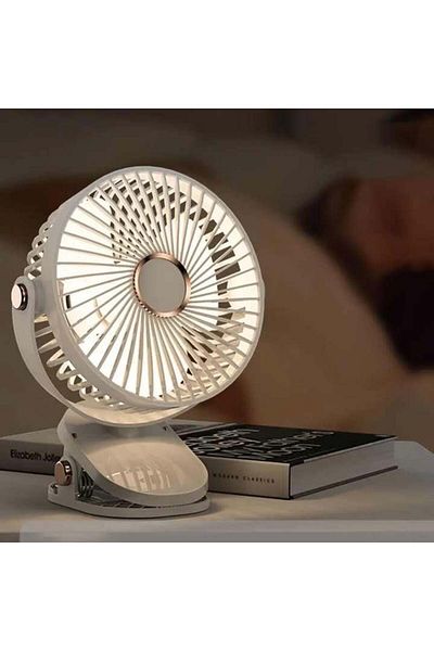 FOXMAG24 Portable fan, with clip, 3 speeds, adjustable design, made of ABS, oscillating, with USB charging, white
