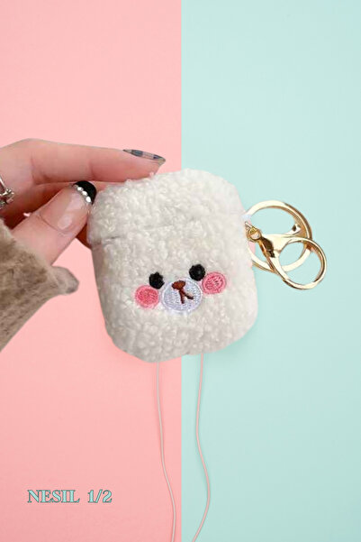 PSGT Airpod kılıfı 1/2 Nesil peluş oyuncak desen yumuşak koruyucu