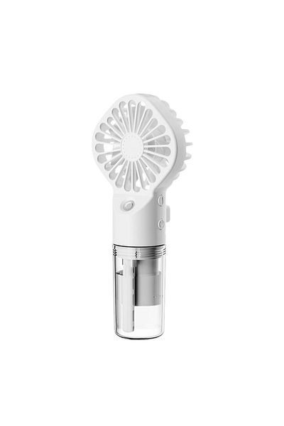 FOXMAG24 Portable hand fan, with water vapor, 4 speeds, ideal for travel, plastic, white