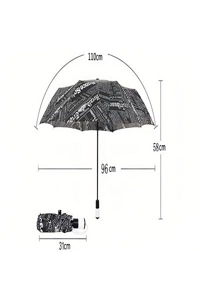 fulina Fully Automatic Retro Umbrellas,Newspaper Pattern,Stainless Steel Ribs,Simple & Fashionable