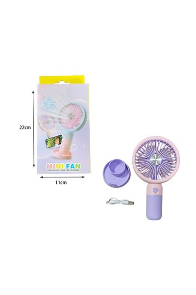 FOXMAG24 Handheld fan, with mobile phone holder, USB charging, On/OFF button, 3 speeds, purple