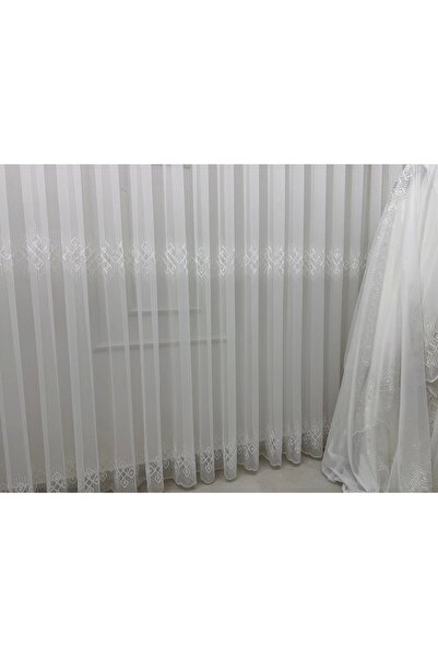 NİVEMESHOME 3211 Luna Geometric Patterned 1/3 Fine Plied Tulle Curtain Apm