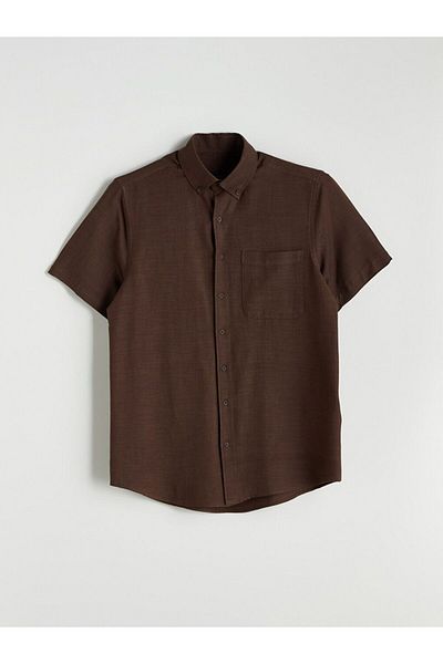 LC Waikiki Southblue Regular Fit Short Sleeve Gabardine Men's Shirt