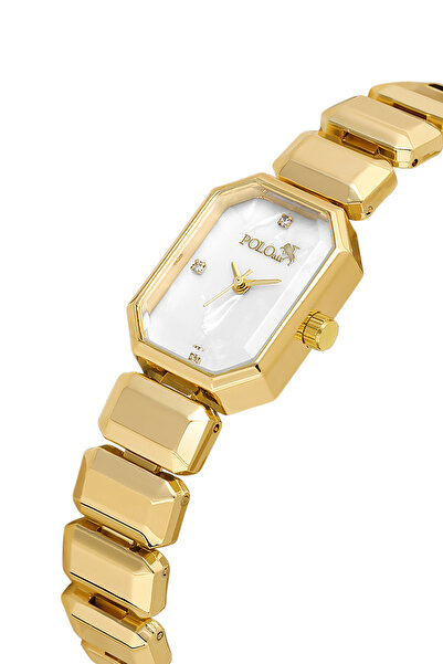 Polo Air Zarif Dikdörtgen Kasa Kadın Kol Saati Zirkon Taşlı Baget Bileklik Kombin Gold Renk PL-1532B1
