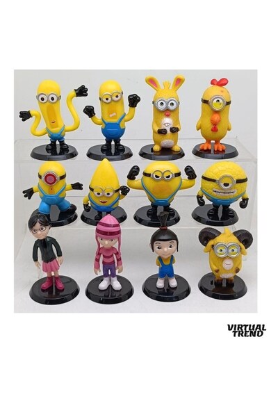 xpress sales Set 12 Figurine Virtual Trend®, Minions, multicolor, 3-6 cm
