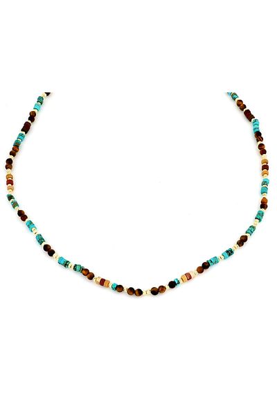 MOHI Fine Jewellery Rosary style chain with colored beads and 14k yellow gold beads