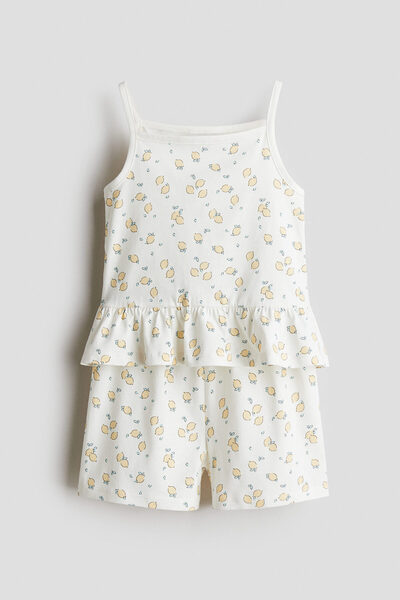 H&M Pamuklu ve Baskılı Pijama Takımı