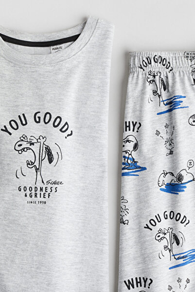 H&M Pamuklu ve Baskılı Pijama Takımı