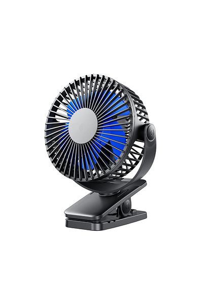 FOXMAG24 Portable clip-on fan, OVERTANG, USB rechargeable, Blue/Black